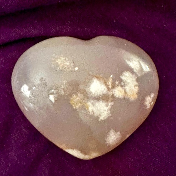 Puffy Large Flower Agate Heart - Picture 2 of 4